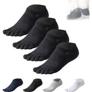 Warm-Han Heren Tenensokken Katoen 99% Gr. 39-43/77% Gr. 44-46 Mannen Vijf Vinger Sokken Midi Dagelijks Zakelijk Essentieel M908, 44-46