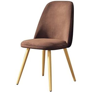 GEIRONV 1 stks eetkamer stoel, moderne flanel met metalen poten keuken stoelen thuis woonkamer lounge teller stoelen Eetstoelen (Color : Brown)