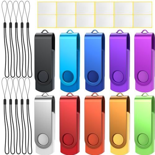 Memory Stick 32GB 10 Stuks USB 2.0 Flash Drive Uflatek Swivel Memory Stick Storage Thumb Drive Meerkleurig 32 GB