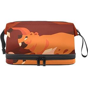 Grote capaciteit reizen cosmetische tas,Make-up tas,Waterdichte make-up tas Organizer, Gravende Gopher, Meerkleurig, 27x15x14 cm/10.6x5.9x5.5 in