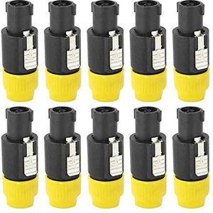 10 STKS C-NL4FC Gehumaniseerd Geleidende Speakon Kabel Adapter Connector Audio Speakon Kabel Mount Connector Twist Lock Luidspreker Plug voor Kabels 6~15mm(geel)