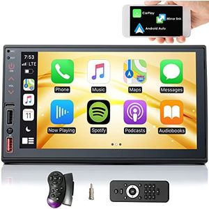 iFreGo Autoradio met Telefoon Spiegel Link, 7 inch 2 Din Radio met Bluetooth, CarPlay en Android Auto,FM Radio Auto Stereo Stuurwiel Controle,USB,Snel Opladen, Achteruitrijcamera,7 Kleurrijke Lichten