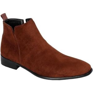 Chelsea Boots Casual Slip On Ankle Waterproof Mens Boots Men's Suede Chelsea Boots (Color : Brown-A, Size : EU 48)