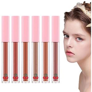 Lippenstiftsets voor dames | 6 stuks vloeibare matte lippenstiften - Blijvende en waterdichte lippenstift voor dames en meisjes, matte lippenstiften set met schattige kersen geschenkdoos Yuab