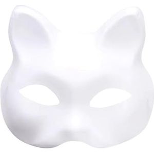 NESKTS 5 stuks kattenmasker doe-het-zelf witte kat geschilderde maskers half leeg dier cosplay aankleedmasker maskerade kattenmaskers Halloween masker kostuum voor maskerade rekwisiet, feest