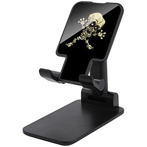 Bone Skull Opvouwbare Mobiele Telefoon Houder Stand voor Bureau Hoek Hoogte Verstelbare Zwart-Stijl