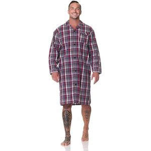 Normann Herennachthemd met lange mouwen, geweven met knoopsluiting, ook in grote maten, rood, 48-50