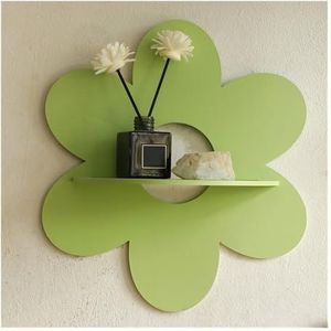 BODOBTF Bloem Kristal Plank Display Boho Drijvende Wandplank Slaapkamers Woonkamer Wolk Wandmontage Houten Planken Home Decoratief (Lichtgroen)