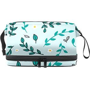 Grote capaciteit reizen cosmetische tas,Plant Bloem,Make-up tas,Waterdichte make-up tas Organizer, Meerkleurig, 27x15x14 cm/10.6x5.9x5.5 in