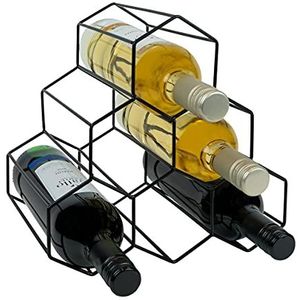 QUVIO Wijnrek/Wijnkast/Wijnrek muur/Wijnrek staand/Wijnrekken/Wijnrek - Voor 6 flessen - Zwart