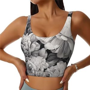 Bloemen Grafiet Print Casual Wear Vrouwen Sport Vest Yoga Vest Workout Vest Voor Vrouwen Lichtgewicht Trendy, Zwart, S