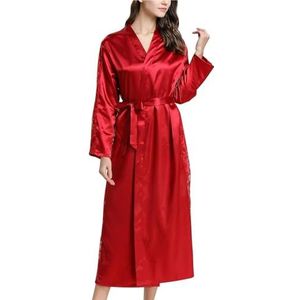 Badjas Kamerjas Damesbadjas Kamerjas Satijn Bruidsmeisje Bruiloft Nachtkleding Nachtkleding Pyjama's Badjas Lichtgewicht(Rot)