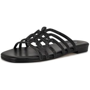 Nine West Timy platte sandaal voor dames, Zwart 001, 35 EU