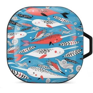 Narwhals oordopjes hoesje compatibel met Samsung hard shell beschermhoes zwart-stijl