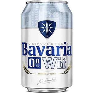 Bavaria 0.0% Wit alcoholvrij bier, alcoholvrij licht bier met authentieke smaak, 0% ABV - 4 verpakkingen van 6 x 330ml blikjes