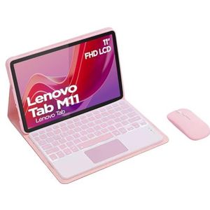 Toetsenbordhoes Voor Lenovo Tab M11 11 Inch, 7 Coolor Bluetooth-Toetsenbord Met Achtergrondverlichting En Touchpad, Zachte TPU-Achterkant, Bluetooth-Muis,Roze