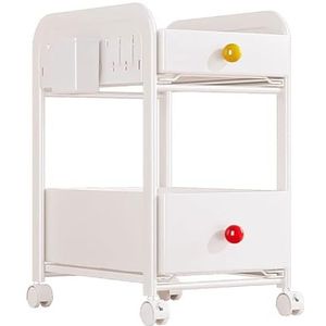 3-tier kinderboekenplank en speelgoed organizer Verrijdbare trolley met laden en afsluitbare wielen Geschikt for kinderkamers, slaapkamers Metaal Eenvoudig te monteren(H49cm/19.3in)