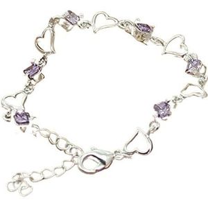 Armbanden voor vrouwen zilveren armband hart paars kristal zirkoon armband for vrouw partij verlovingssieraden cadeau