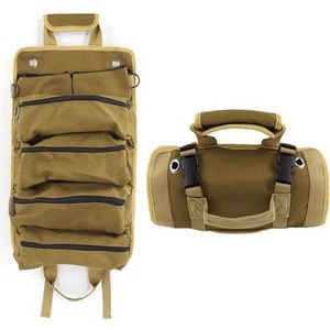 Beige,gereedschapstas, gereedschapstas, gereedschapsrol, robuuste gereedschapstas Multifunctionele gereedschapsboxorganizer met 6 ritsvakken