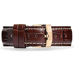 horlogebandjes, lus horlogebandje, Horlogebanden Duurzaam Leer 18mm 19mm 20mm 21mm 22mmhorlogeband Heren Armband Riem (Color : Brown Tan Rose Gold, Size : 19mm)