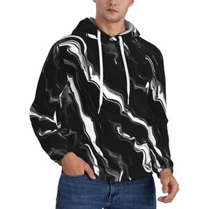 GUOLGP Zwart Wit Marmeren Print Print Mannen Hooded Pullover Mode Zachte Comfortabele Voor Winter Casual Dagelijkse Slijtage, Zwart, XS