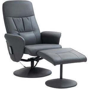 HOMCOM - Relaxstoel - Donkergrijs - Elektrische Massagestoel met Ligfunctie - 10 Massagepunten