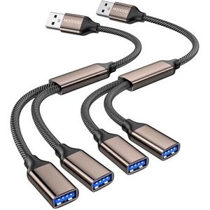MOGOOD USB Splitter, USB 3.0 Splitter Y Kabel, USB Mannelijk aan Dubbele USB Vrouwelijke Y Splitter Hub voor Transmissie/Opladen, USB Multi Port Hub voor Laptop, Mac, Auto, HDD, PS5, enz