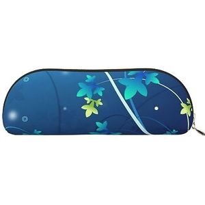 IguaTu Blauwe Mini Flower Swirl Lederen Potlood Pouch - Cosmetische Tas met Gladde Rits - Muntzak - Kantoorbenodigdheden Organizer, Goud, Eén maat, Schooltas