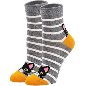 Katoenen Sokken - Fantasie Kleuren - Dames - 1 paar - Dieren Motief