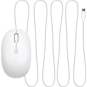 Macally MFAEC, ergonomische USB-C muis voor rechtshandigen, optisch met kabel, muis voor USB-C notebook en laptop, wit