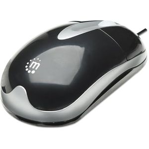 Manhattan MH3 USB bedrade muis, zwart/grijs, 1000dpi, USB-A, optisch, stevig, drie knoppen met scrollwiel, drie jaar garantie, doos