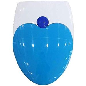 Toiletzitting Toiletbril met kinderzitje Ingebouwde familietoiletbrillen met kleine zitting, dempend, gemonteerd toiletdeksel for volwassen kinderen, Geel-U (Blauw V) (Color : Blue, Size : V)