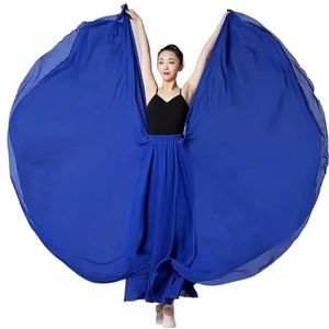 Flamencorok for vrouwen 180/360/540/720 graden volle cirkel swingrok Spaanse danskostuum Volwassen vloeiende geplooide gelaagde rok for optredens Halloweenfeest Rode krijt thema-outfit(Navy blue_360)