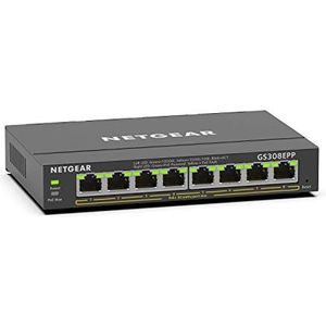 NETGEAR PoE Switch 8-poorts Gigabit Ethernet Plus netwerkswitch (GS308EPP) - met 8 x PoE+ @ 123W, desktop- of wandmontage