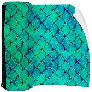 Potlood Case Pen Tas Houder met Rits Coin Organizer Tassen Make-up Cosmetische Pouch voor Vrouwen Tiener Meisjes Jongens Kinderen, Zeemeermin Groene Schalen