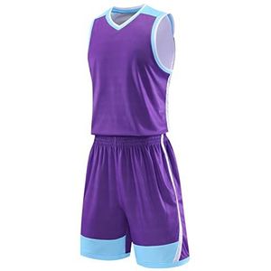 HULG Mode Basketbal Jersey, volwassen Basketbal Jersey, kinderen Basketbal Set, Heren Basketbal Jersey en Shorts Team Uniform met Zakken Sportkleding Uniform (jersey-03,5XL)