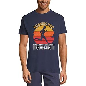Heren Grafisch T-Shirt – Running Dad Like A Regular Dad But Cooler - Runner – Eco-vriendelijk Grappige Vintage Man Korte Mouw Leuke Print Opdruk Verjaardagscadeau Franse Marine M
