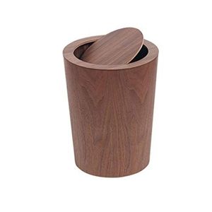 Vuilnisblikken Creative Unstamped Grote capaciteit 12L Flip Prullenbak Home Woonkamer Slaapkamer Office Hotel Padalbasket Vuilnisblikken Afval recycling (Color : Brown)