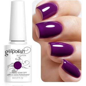 Vishine Nagellak, 8 ml, semi-permanent, gel, uv, led, soak off, manicure, paars #073