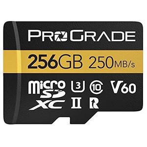 microSD-kaart V60 (256 GB) - Getest voor SD-kaartapparaten van volledige grootte | Tot 250 MB/s lezen, 130 MB/s schrijven ProGrade Digital
