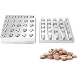 Rainorning 4/9/12/16/25 Gaten φ6/8/10/12mm Huishoudelijke Handmatige Pil Tablet Molding Mould, Aluminium Geneeskunde Poeder Tablet Press Making Tool (Φ10mm,25 Gaten)