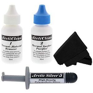 Arctic Silver 5 thermische koelpasta 3,5 g polysynthetisch zilver met hoge dichtheid (Arctic Clean + Arctic Silver Bundel)
