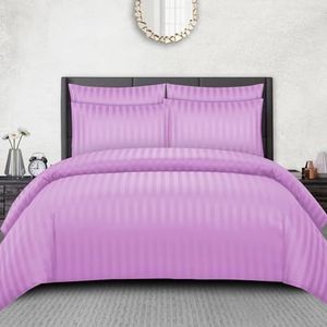 Pamposh Satijnen Gestreepte Kingsize Dekbedovertreksets - Premium Hotelkwaliteit Dekbedovertrek Beddengoed Sets - Hypoallergeen Ultrazacht Microvezel Beddengoed