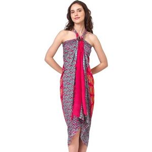 SAIVONA Sarong Pareo Dames Mandala Franjes Viscose Strandlaken Wikkeldoek Strandrok Wikkeldoek Bikini Cover Up voor Badpak Ca. 170cm x 110cm, Roze tinten olifant pauw, Eén maat
