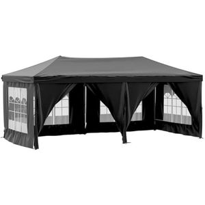 vidaXL Partytent inklapbaar met zijwanden 3x6 m zwart
