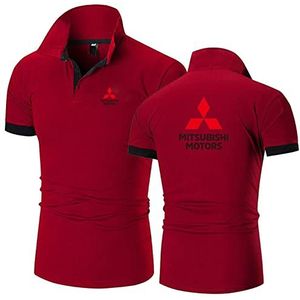 HAAVEN Heren Polo's T-Shirt voor M.i.t.s.u.b.i.s.h.i Print Golfshirts Rugby Korte Mouw Tees Stand Kraag Sweatshirt Tops - Tiener Gift- rood||5XL