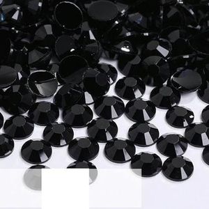 Zwarte hars steentjes plaksteen bulk voor tuimelaars kleding ronde edelstenen cabochon acryl kristallen geen hot fix decoratieve stenen-zwart-6 mm (1000 stuks)