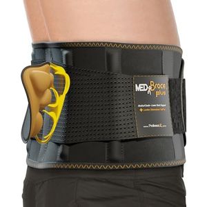 MEDiBrace PLUS Onderrugbrace voor tillen op het werk met ergonomisch dimensionaal lendenkussen - rugsteunriem voor pijnverlichting voor mannen en vrouwen - medische orthopedische taillecompressie