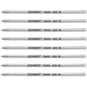 8 x Schmidt 635M Mini Ball Pen Refill - Blauw - (Compatibel met Lamy M21 en Cross 8518-4)