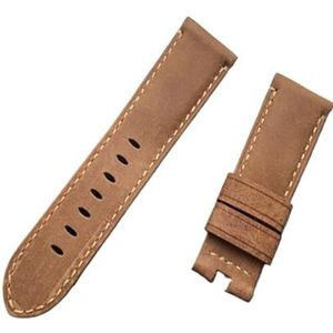 Topkwaliteit 24 Mm Bruin Grijze Vintage Retro Italië Lederen Horlogeband Compatibel Met Panerai Band Horlogeband Vlinder Gesp Riem (Color : Light retro brown, Size : With buckle)